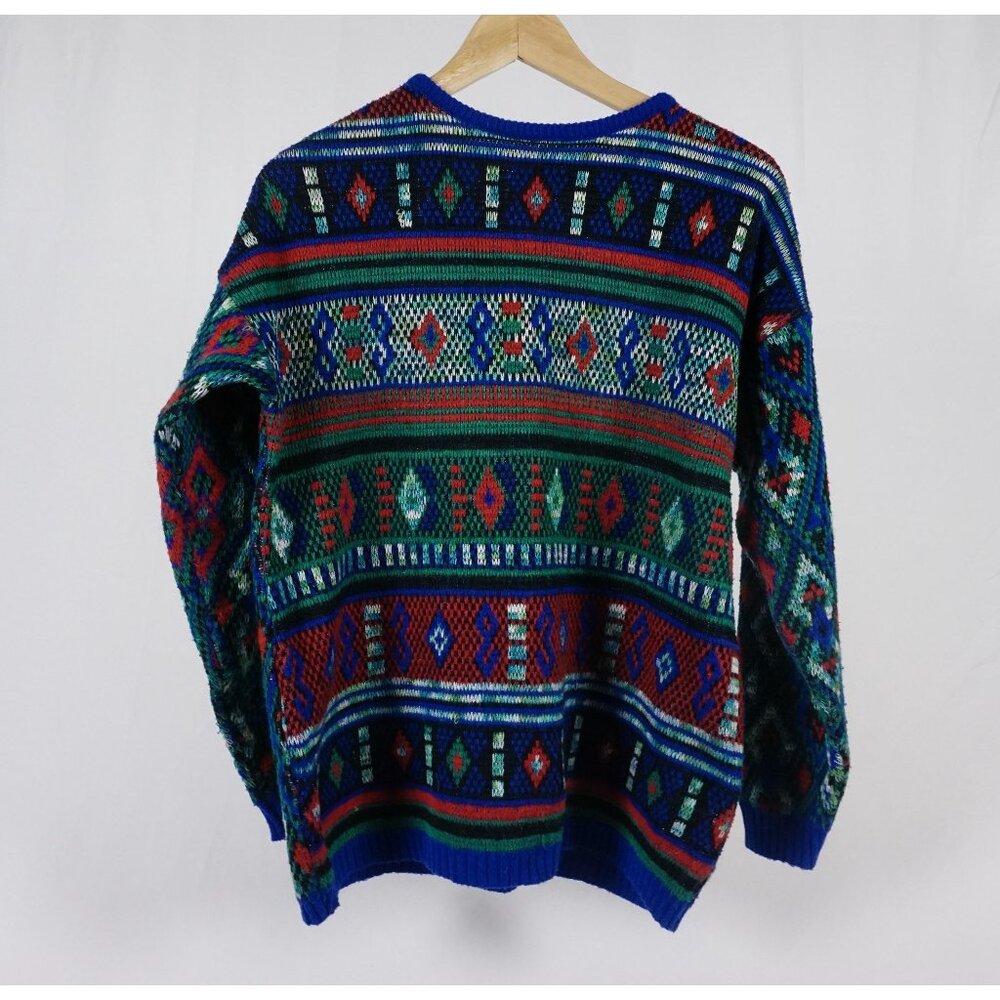UNO & UNA Sweater Geometric Multicolored "Ugly Sweater" Vintage 80s 90s